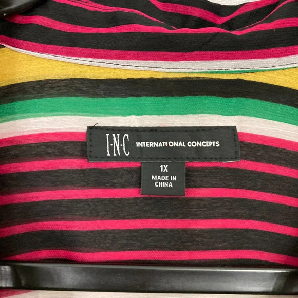 INC International Concepts Colorful Striped Soft Long Sleeve Button Down 1X - Picture 2 of 12